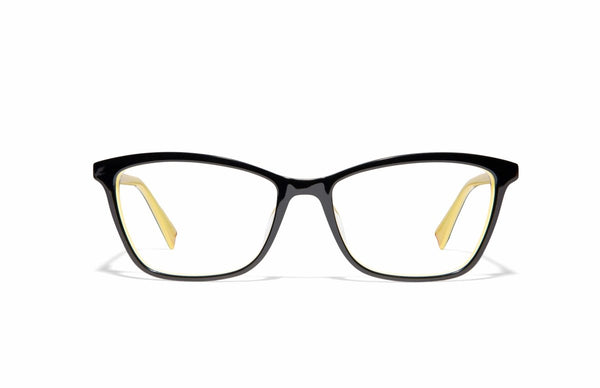Image of Cheeterz Club eyewear. Photo of cat eye eyeglasses with clear lenses and blue light blocking technology. The frames are medium width with a black color. Suitable for round, oval, and heart shaped face shapes. These glasses can be used as reading glasses with blue light glasses.