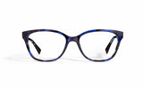 Image of Cheeterz Club eyewear. Photo of rectangle eyeglasses with clear lenses and blue light blocking technology. The frames are small width with blue and black color. Suitable for round, oval, and heart shaped face shapes. These glasses can be used as reading glasses with blue light glasses.