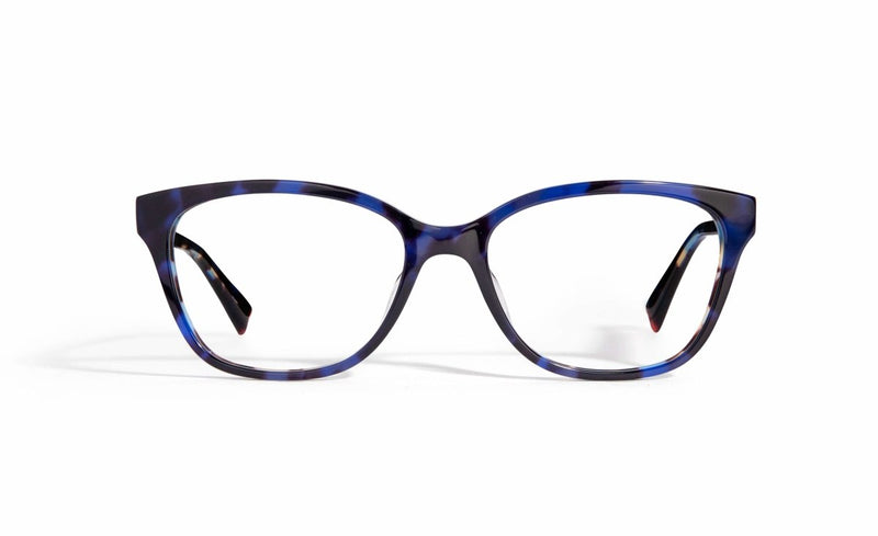 Image of Cheeterz Club eyewear. Photo of rectangle eyeglasses with clear lenses and blue light blocking technology. The frames are small width with blue and black color. Suitable for round, oval, and heart shaped face shapes. These glasses can be used as reading glasses with blue light glasses.