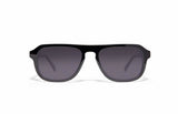 Image of Cheeterz Club eyewear. Photo of retro rectangle sunglasses with gray tinted lenses. The frames are medium width and black color. Suitable for round, oval, and oblong face shapes. 